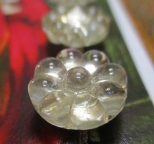 Set of 4~ Vintage 1/2" Crystal Flower Glass Buttons~1920's underpainted NOS - Picture 1 of 2