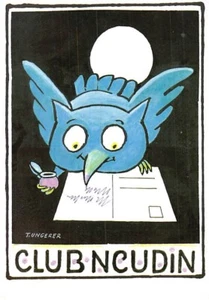 Postal: Club Neudin, postal de escritura de pájaros a la luz de la luna, Tomi Ungerer, 4x6 - Imagen 1 de 2