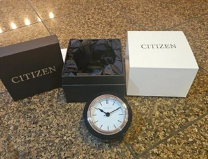 NIB Citizen Work Desk Mantle Clock New CC1005 Black Crystal Silver Beautiful! - Picture 1 of 16