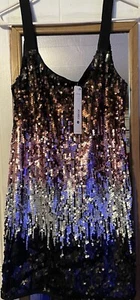 Vestido de lentejuelas acuáticas ~ talla XS ~ sin mangas ~ elegante cóctel fiesta ~ nuevo con etiquetas - Imagen 1 de 7