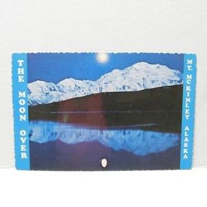 Postcard Vintage Moon Over Mt McKinley Alaska Arctic Outdoors Wilderness - Picture 1 of 2