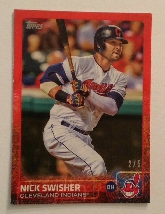 2015 Topps MINI Online Exclusive NICK SWISHER RED #2/5 MADE Indians #598 - Image 1 of 1