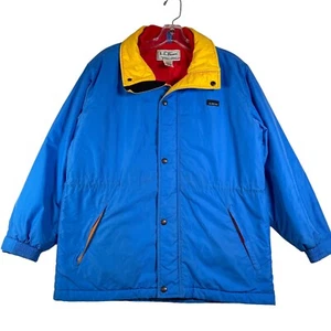 L.L. Bean Boys Penobscot Parka Jacke Größe L 14/16 blau gelb Reißverschluss Druckknopftaschen - Bild 1 von 18