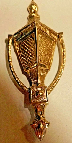 BRASS (Gold Color) STREET LIGHT DOOR KNOCKER  9" X 3.5" X 2"  VERY NICE Cover