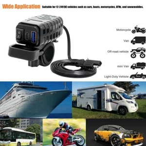 Motorcycle USB Charger Quick Charging QC3.0 Voltmeter SAE to USB-C/A Waterproof - Picture 1 of 7