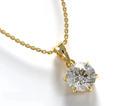 RARE 4.80 Ct Certified Off White Treated Diamond Solitaire Pendant in 925 Silver - Image 1 of 4