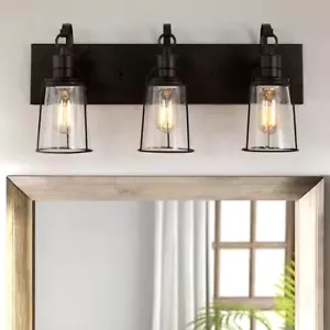Uolfin Farmhouse Oil-Rubbed Bronze Vanity Light, 22 in.3-Light Cage Wall Sconce - Picture 1 of 9