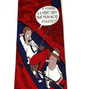 Funny Fisherman Fishing Bench Warmers Cartoon Necktie Charleston Tie Rack Silk - Picture 1 of 3