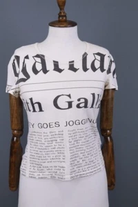 Galliano White Short Sleeve Text Printed Short Size M - Picture 1 of 15