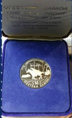 1976 SAMOA - 1 TALA - US BICENTENNIAL - 1 Oz PROOF SILVER - MINT RAM PKG - RARE - Image 1 of 4