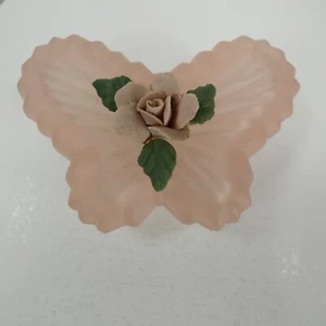 Caja de baratijas de mariposa rosa esmerilado vintage con tapa KKHUG - Imagen 1 de 8