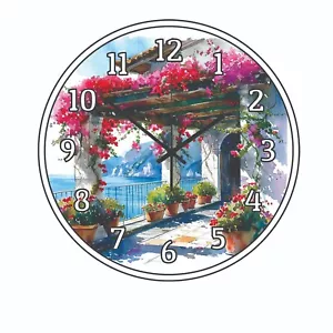 Lake Como Italy Ocean & Balcony View Wall Clock Flower art 3 size choices - Picture 1 of 2