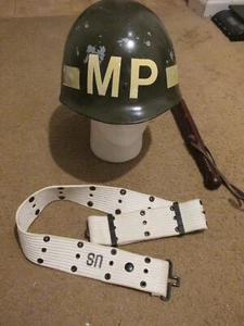 Vietnam era US m1 MP helmet liner, web belt and billy - Picture 1 of 10