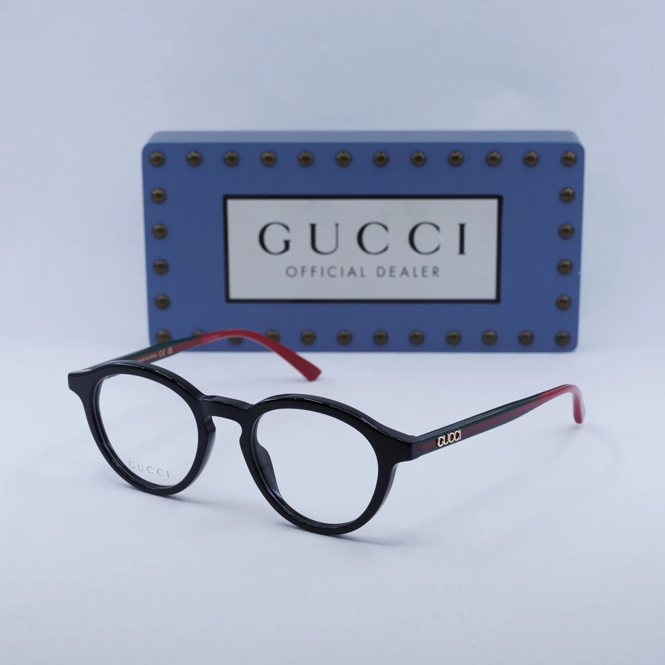 Gucci GG1871O 001 Eyeglasses Men's Black/Green Full Rim Round Shape 49mm