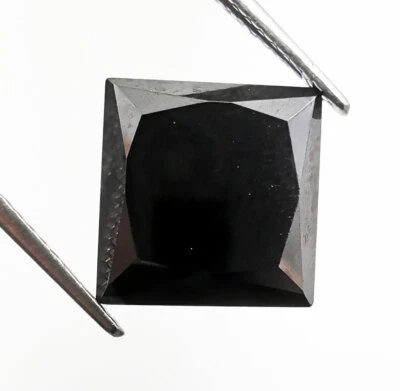 Certified 5.70 Ct Black Moissanite Diamond Princess Cut Loose Gemstones. - Image 1 of 4