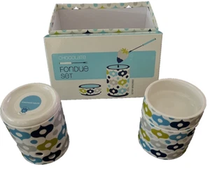 Jonathan Adler Fondue Set Stacking Bowls Modernist Blue Green Mod Pop Art w/box - Picture 1 of 10