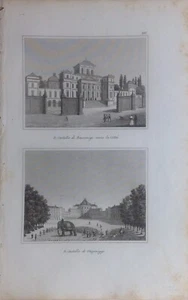 Stampa antica Veduta Racconigi Stupinigi Audot 1837 - Imagen 1 de 3