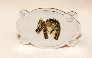 Vintage Winning Lucky Horsehead Horseshoe Belt Buckle - Picture 1 of 9