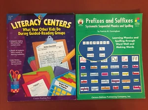 2 Book Bundle: Teaching Books: Literacy Centers & Prefixes And Suffixes, ‘00 ‘02 - Picture 1 of 12