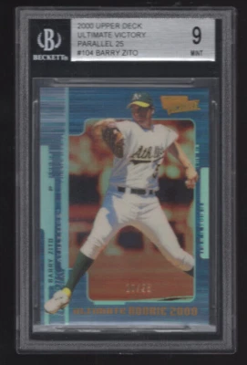 2000 UD ULTIMATE VICTORY ROOKIE PARALLEL GOLD #104 BARRY ZITO BGS 9 MINT #10/25 - Image 1 of 2
