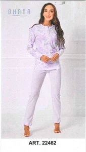 PIGIAMA DONNA RAGAZZA SERAFINO PURO COTONE FIORI PIZZO MARCA OHANA ART. 22462 - Picture 1 of 4