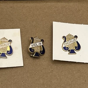 3 Vintage School Chorale Lapel Pin Band Chorus Choir Music Letterman Jacket 3/4” - Imagen 1 de 5