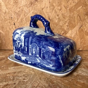 Victoria Ironstone Blue White Flow Lidded Cheese Dome Keeper Butter Dish lt1 - Picture 1 of 12