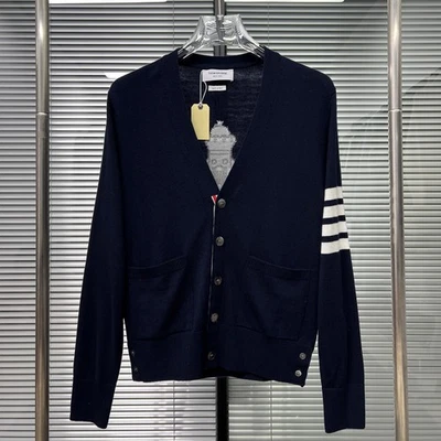 Thom Browne Men/women's Classic Embroidery V-neck New Wool Cardigan Jacket - Image 1 of 4