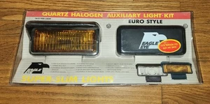 Pair NOS Vtg Eagle Eye Quartz Halogen Auxiliary Driving Lights Amber- Euro Style - Picture 1 of 9