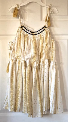 EASEL Marfil y Dorado Floral Correa Espagueti Top Ligero Boho Talla S Nuevo con Etiquetas Foto 1 de 4