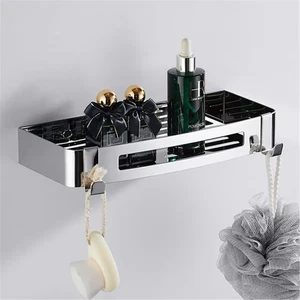 304 Stainless Steel Corner Bathroom Shelf – Wall Mounted, Punch-Free Chrome Rack - Picture 1 of 18
