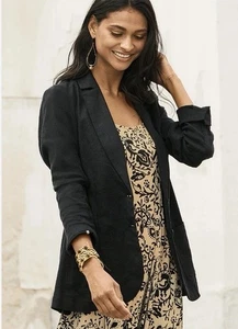 Peruvian Connection Womens 10 Black Keaton Blazer Tailored Stretch $369 - Picture 1 of 10