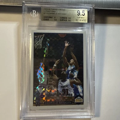 2003/04 Topps Chrome Carmelo Anthony #/220 Xfractor RC #113 BGS 9.5 Gem Mint - Image 1 of 2