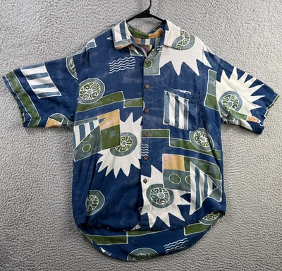 Vintage Territory Ahead Shirt Mens Medium Relaxed Rayon Button Up Tribal Aztec - Image 1 of 4