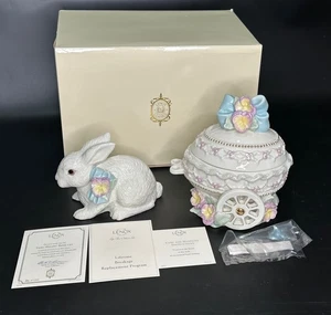 Lenox Easter Blossoms Bunny Cart Limited Edition Rabbit Covered Egg Dish w/ COA - Picture 1 of 17