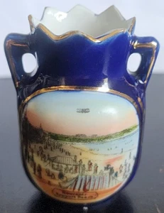 RARE VINTAGE COBALT PORCELAIN SOUVENIR VASE NEWPORT BEACH CA. MADE IN GERMANY - Picture 1 of 10