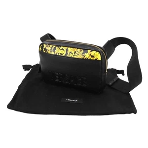 Versace Shoulder Bag Black Leather Gold Tone Vintage Authentic - Picture 1 of 9