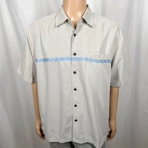 Vintage Y2K Quiksilver Men Large Embroidered Stripe Short Sleeve Button-Up Shirt - Picture 1 of 9