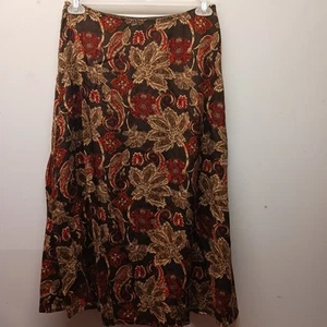 Croft & Barrow Dark Floral Maxi Skirt Brown Side Zip  Womens Size 8 - Picture 1 of 4