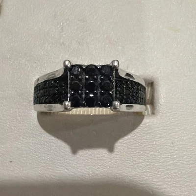 Anillo Espinela Negra, Rodio Negro Sobre Plata de Ley 925 Talla 7 Foto 1 de 4