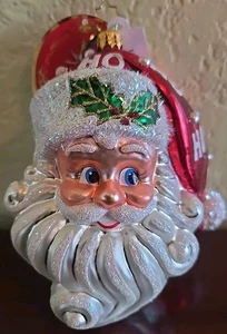 Christopher Radko - Ho Ho Claus #1017414 Weihnachtsmannkopf mit Schmucksteinen und Etikett - Bild 1 von 8