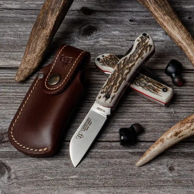 Taschenmesser Cudeman La Marinera mit Hirschhorngriff und Lederscheide (386-CVF) - Bild 1 von 4