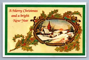 Riproduzione Cartolina Vintage Vacanze Natale Buon Luminoso Capodanno - Foto 1 di 2