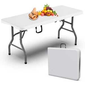 Folding Table Fold-in-Half Portable Folding Picnic Table Camping Parties Events - Picture 1 of 9