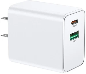 USB C Wall Charger Block 20W, Dual Port USB-C Wall Plug-in USB Charger 20... New - Picture 1 of 7