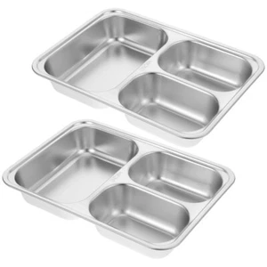 Kitchen Plates Food Divided Plate Stainless Steel Divided Plates - Picture 1 of 12