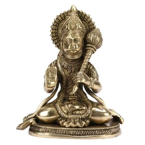Brass Hanuman Ji Statue Lord Bajrangbali Bajrang Bali Idol Home Office 8 Inch - Picture 1 of 4