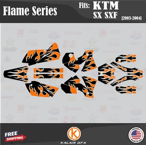 Graphics Kit for KTM SX 125 200 250 450 525 2003-2004 Flame - ORANGE-SHIFT - Picture 1 of 6