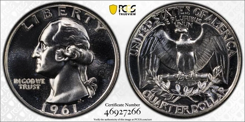 1961 Washington Quarter PCGS PR66 DDO FS-101 Silver Proof Variety Coin 25C Cover