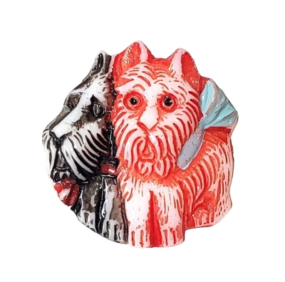 Botón realista de vidrio vintage Scotty Scottie Dogs or Westies 13/16" Foto 1 de 3